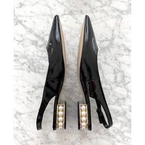 MARC FISHER RISE SLINGBACK PEARL FLATS 7M